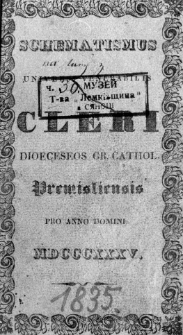 Schematismus Universi Venerabilis Cleri Dioeceseos Gr. Cathol. Premisliensis 1835