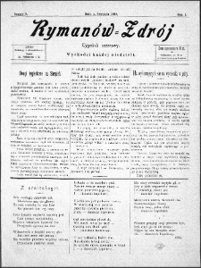 Ryman&oacute;w Zdr&oacute;j : tygodnik sezonowy, 1899, nr 9