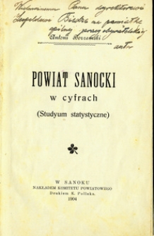 Powiat Sanocki w cyfrach : [Studyum statystyczne]