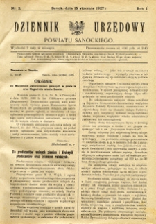 Dziennik Urzędowy Powiatu Sanockiego, 1927, nr 2