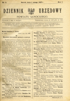 Dziennik Urzędowy Powiatu Sanockiego, 1927, nr 3
