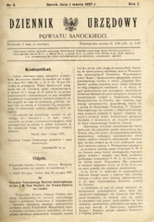 Dziennik Urzędowy Powiatu Sanockiego, 1927, nr 5
