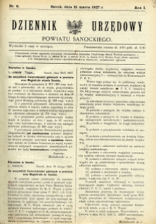Dziennik Urzędowy Powiatu Sanockiego, 1927, nr 6