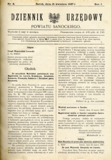 Dziennik Urzędowy Powiatu Sanockiego, 1927, nr 8