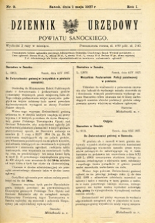 Dziennik Urzędowy Powiatu Sanockiego, 1927, nr 9