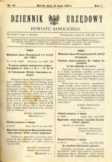 Dziennik Urzędowy Powiatu Sanockiego, 1927, nr 10