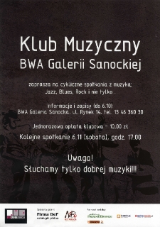 Cykliczne spotkania z muzyką : Jazz, Blues, Rock i nie tylko...