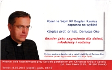 Gender jako zagrożenie dla dzieci, młodzieży i rodziny : wykład księdza prof. dr hab. Dariusza Oko