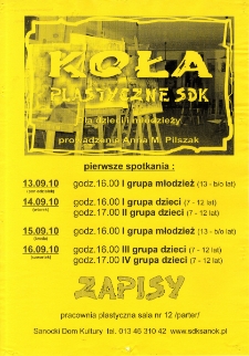 [Zapisy do k&oacute;ł plastycznych dla dzieci i młodzieży w Sanockim Domu Kultury]