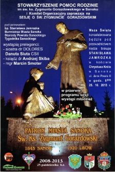 Patron Miasta Sanoka Św. Ks. Zygmunt Gorazdowski