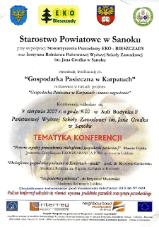 Gospodarka Pasieczna w Karpatach : konferencja