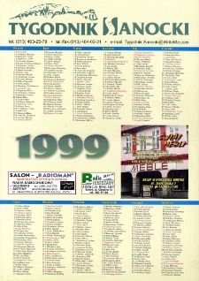 Kalendarz Tygodnika Sanockiego na rok 1999