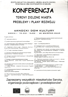 Tereny zielone miasta : Problemy i plany rozwoju : konferencja