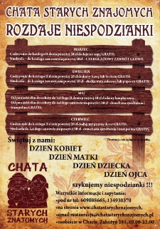 Chata Starych Znajomych rozdaje niespodzianki