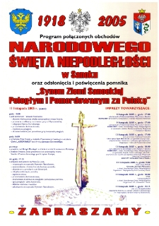 Program połączonych obchod&oacute;w Narodowego Święta Niepodległości w Sanoku oraz odsłonięcia i poświęcenia pomnika "Synom Ziemi Sanockiej Poległym i Pomordowanym za Polskę"