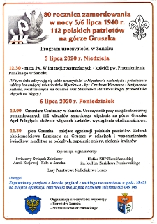 80 rocznica zamordowania w nacy 5/6 lipca 1940 r.112 polskich patriot&oacute;w na g&oacute;rze Gruszka