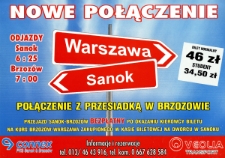 Nowe połączenie Warszawa-Sanok : połączenie z przesiadką w Brzozowie