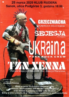 [Plakat promujący koncert rockowy w Klubie Muzycznym "Rudera" w Sanoku]