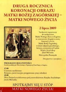Druga rocznica koronacji Obrazu Matki Bożej Zag&oacute;rskiej - Matki Nowego Życia