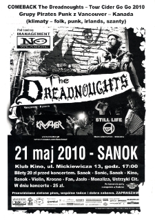 [Plakat promujący koncert zespołu "The Dreadnoughts" w Klubie "Kino" w Sanoku]