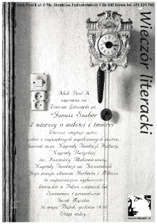 Wiecz&oacute;r Literacki pt. "Janusz Szuber - 7 wierszy o miłości i śmierci"
