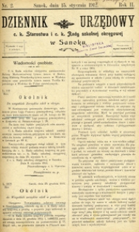 Dziennik Urzędowy c.k. Starostwa i c.k. Rady szkolnej okręgowej w Sanoku, 1912, nr 2