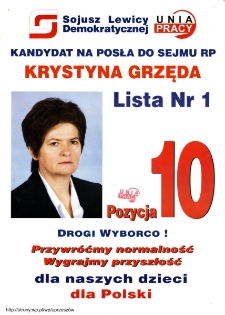Krystyna Grzęda : kandydat na Posła do Sejmu RP