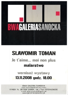 Sławomir Toman : Je t'aime...moi non plus : malarstwo