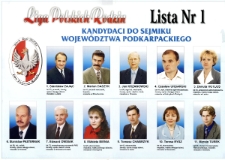 Liga Polskich Rodzin : kandydaci do Sejmiku Wojew&oacute;dztwa Podkarpackiego