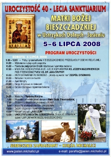 Uroczystość 40-lecia Sanktuarium Matki Bożej Bieszczadzkiej w Ustrzykach Dolnych-Jasieniu