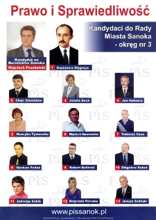 Prawo i Sprawiedliwość : Kandydaci do Rady Miasta Sanoka - okręg nr 3
