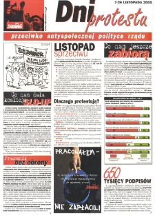 Solidarność : Dni protestu przeciwko antyspołecznej polityce rządu
