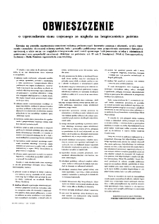 Obwieszczenie o wprowadzeniu stanu wojennego ze względu na bezpieczeństwo państwa