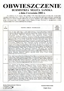 Obwieszczenie Burmistrza Miasta Sanoka z dnia 4 września 2002 r.