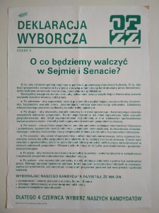 Deklaracja Wyborcza OPZZ : część II : O co będziemy walczyć w Sejmie i Senacie?