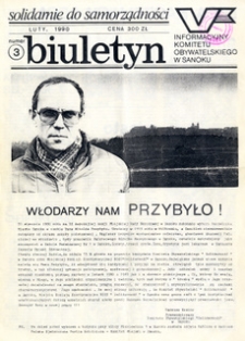 Biuletyn Informacyjny Komitetu Obywatelskiego w Sanoku, 1990, nr 3