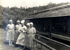 141. [Kobiety z kucharzem przy chacie. 1936]