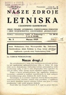 Nasze Zdroje i Letniska, 1939, nr 3