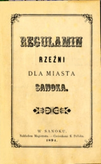 Regulamin rzeźni dla miasta Sanoka