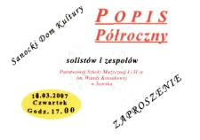 Popis P&oacute;łroczny solist&oacute;w i zespoł&oacute;w Państwowej Szkoły Muzycznej I i II st. im. Wandy Kossakowej w Sanoku